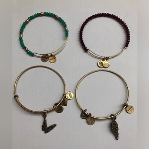 Alex and Ani Gold and Green Bracelet Set